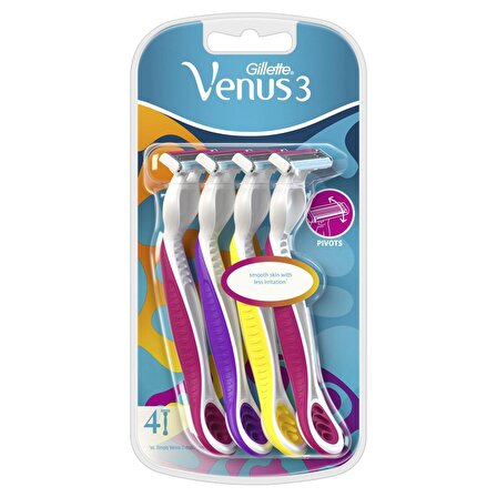 Gillette Venus 3 Simply Kullan At Kadın Traş Bıçağı 4 Lü Renkli
